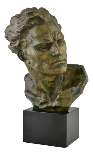 Ugo Cipriani, Art Deco Male Bust, 1930, Bronze on Marble Base