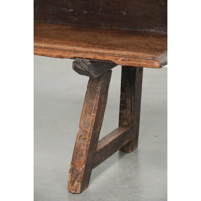 Antique Farmhouse Spanish Walnut Hall Bench For Sale - Image 12 of 18