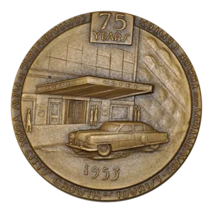 Hotel Association of New York City 75th Anniversary Commemorative Bronze Medallion c.1953