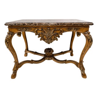 20th-C. Maitland-Smith French Louis XV Style Marble Top Fruitwood Center / Side Table For Sale