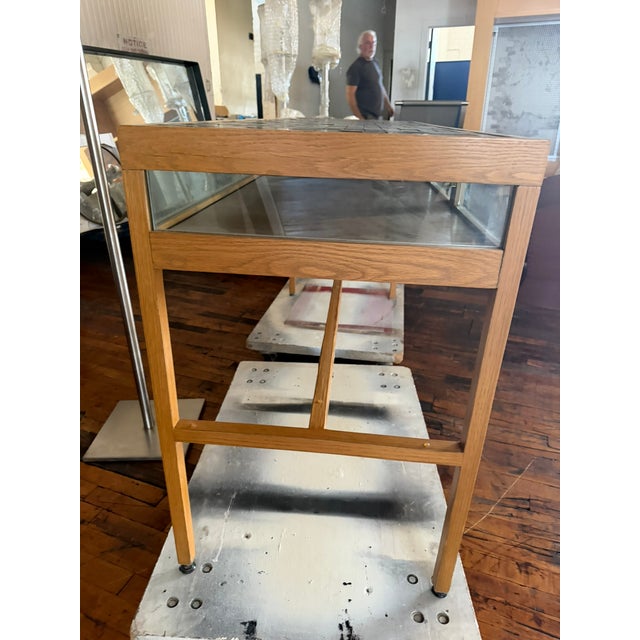 2010s One‑of‑a‑Kind Burberry Commission Console Table – Leather, Stone, Glass & Wood Modern Showpiece For Sale - Image 5 of 8