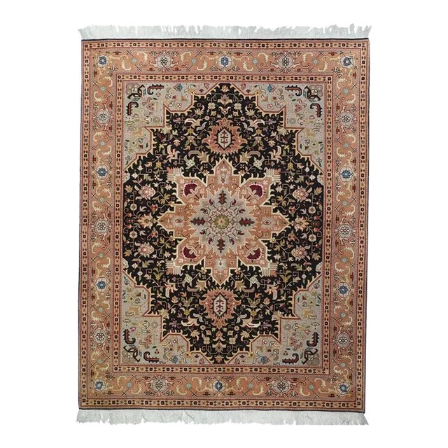 Extremely Fine Persian Tabriz Wool & Silk Rug 5'0" X 6'0" For Sale