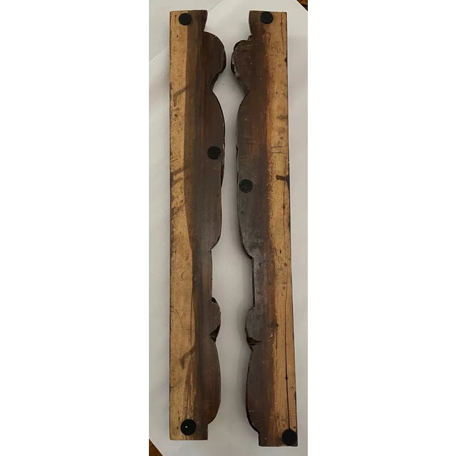 Gothic 1600s Pair of Gothic Religious Carved Wood Trim Pediments Architectural Salvage For Sale - Image 3 of 7