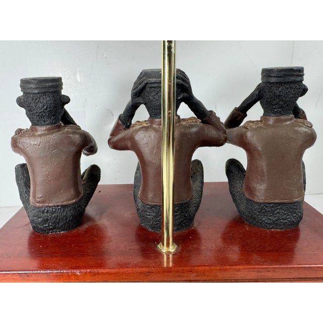 Vintage Wise Monkeys Table Lamp. See, Hear, Speak No Evil. For Sale - Image 9 of 12