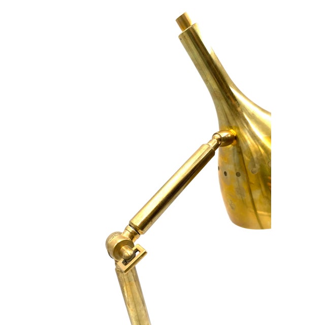 Golden Brass Table or Desk Lamp with Carrara Marble Base, Italy, 1980s For Sale - Image 13 of 18