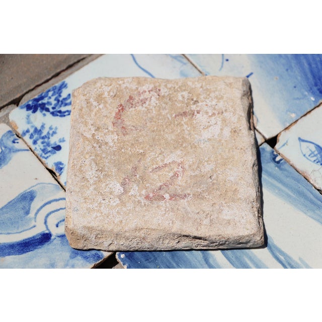 Ceramic Antique Set of Eight Baroque Portuguese Tiles 18th Century Blue & White Scenic & Floral Design For Sale - Image 7 of 7
