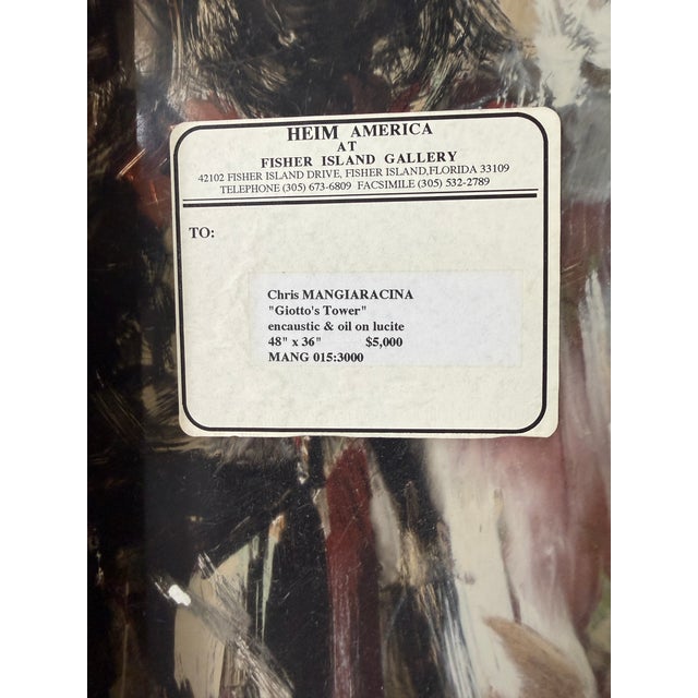 1990s Chris Mangiaracina “Giotto’s Tower” Encaustic & Oil on Lucite For Sale - Image 12 of 18