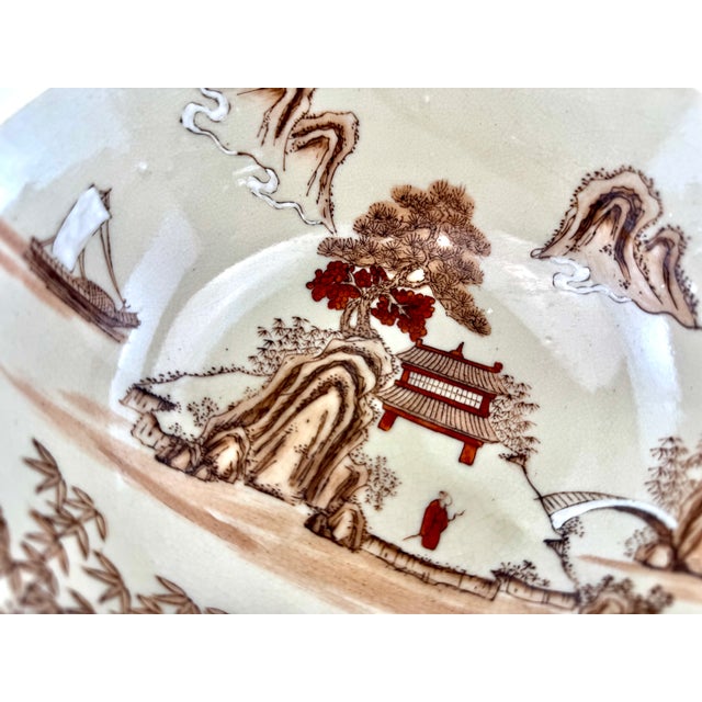 Vintage Hand Painted Japanese Landscape Porcelain Bowl – Hong Kong For Sale - Image 4 of 9