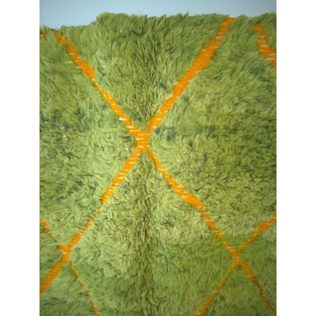 Lime Green Diamond Wool Moroccan Beni Ourain Rug For Sale - Image 11 of 12