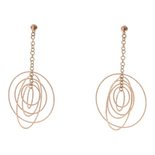 Dangling Rose Gold Circle Earrings - 2 Pieces For Sale