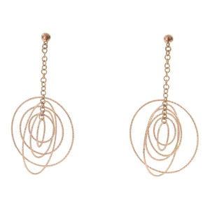 Dangling Rose Gold Circle Earrings - 2 Pieces