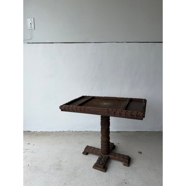 Vintage Hand Carved Tramp Style Side Table For Sale - Image 4 of 10