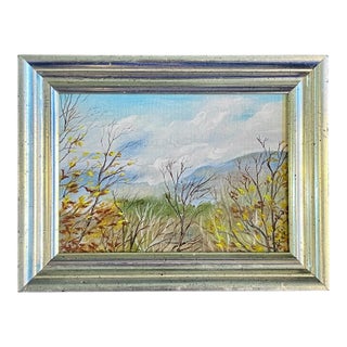1970s Original Rachel Best Oil Painting-Nc Landscape-Framed Folk Art-Southern Mountain For Sale