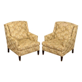 Vintage Pair of Upholstered Lounge Armchairs For Sale