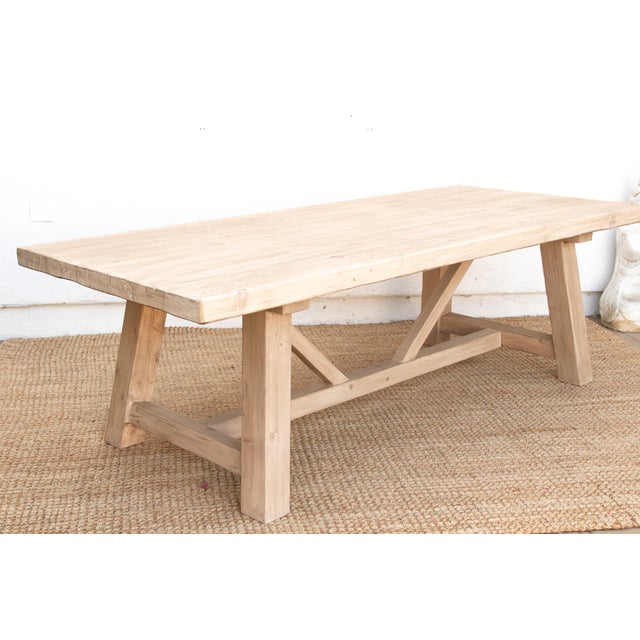 Wood The Basquaise, 96" Reclaimed Wood Trestle Table For Sale - Image 7 of 12