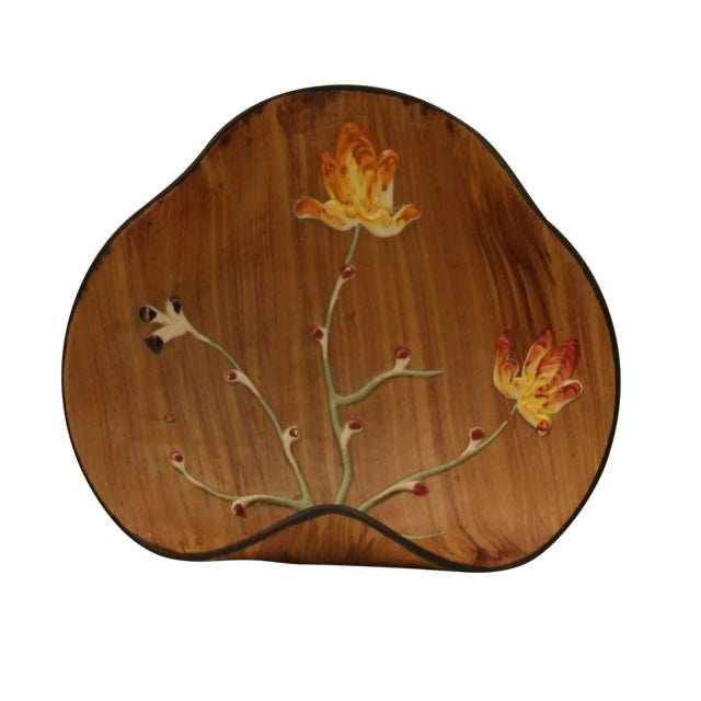 Mid Century Elbee Fanciullacci Italian Studio Pottery Floral Free Form Dish For Sale