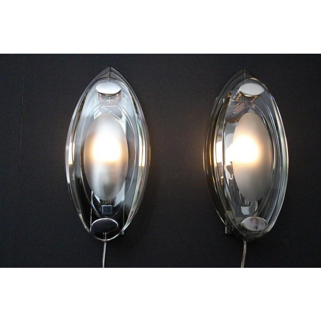 Sconces in Crystal Glass in the style of Max Ingrand and Fontana Arte, 1960s, Set of 2 For Sale - Image 11 of 16