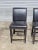 Statesville Chair Company Set of Three Statesville Mahogany Frame Black Leather Bar Stools Counter Stools For Sale - Image 4 of 4