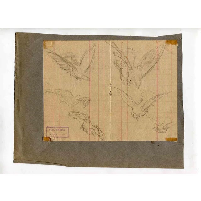 The Sketch is an original drawing realized by the italian Artist Luigi Galli in the Late 19th Century. Stamped," Coll....