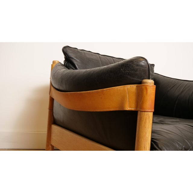 Danish Oak and Leather Lounge Chairs, 1960s, Set of 2 For Sale - Image 6 of 15