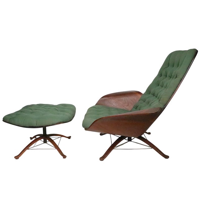 Mid-Century Modern Mid Century Mr. Chair and Ottoman by George Mulhauser for Plycraft For Sale - Image 3 of 18