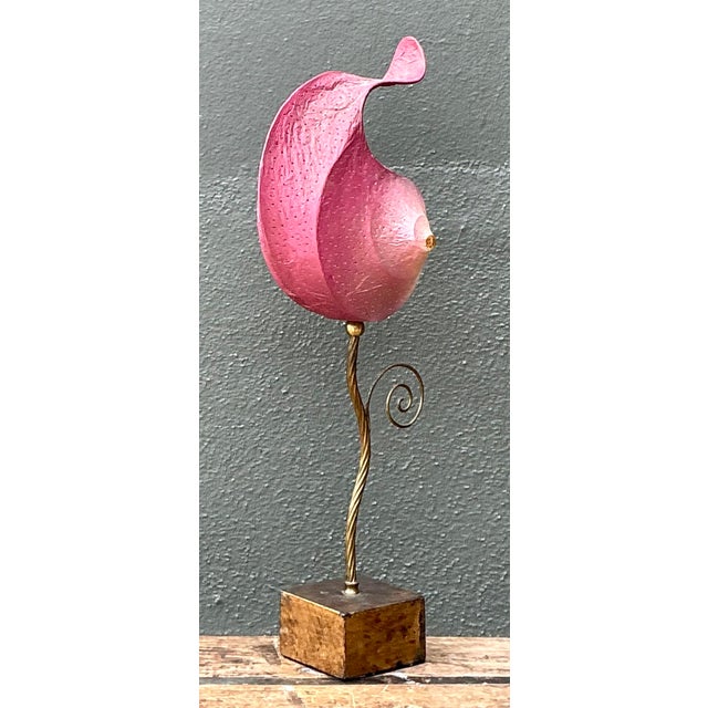 Pink Vintage Italian Paper Nautilus Shell Lamp For Sale - Image 8 of 12