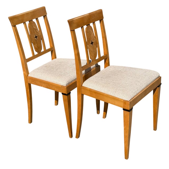 Pair of Antique Austrian Biedermeier Style Side Chairs For Sale - Image 4 of 5