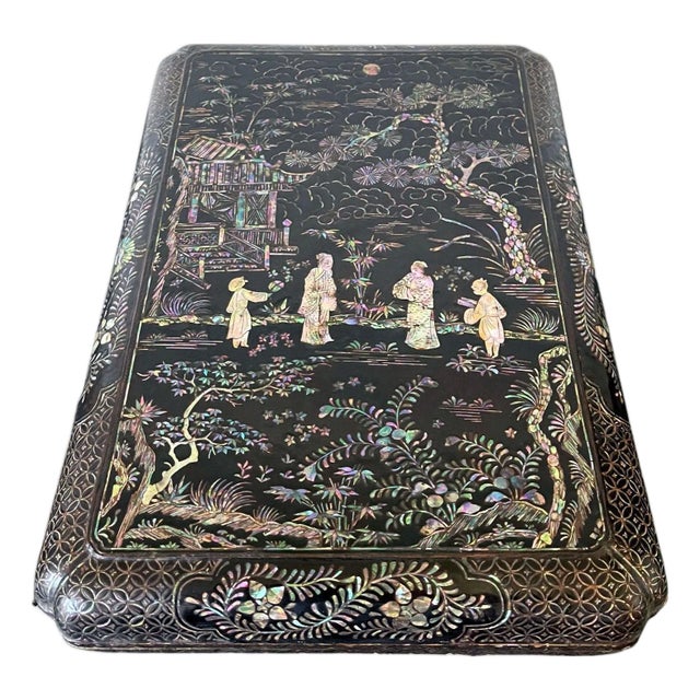 Antique Japanese Lacquer and Inlay Box from Ryukyu Island For Sale