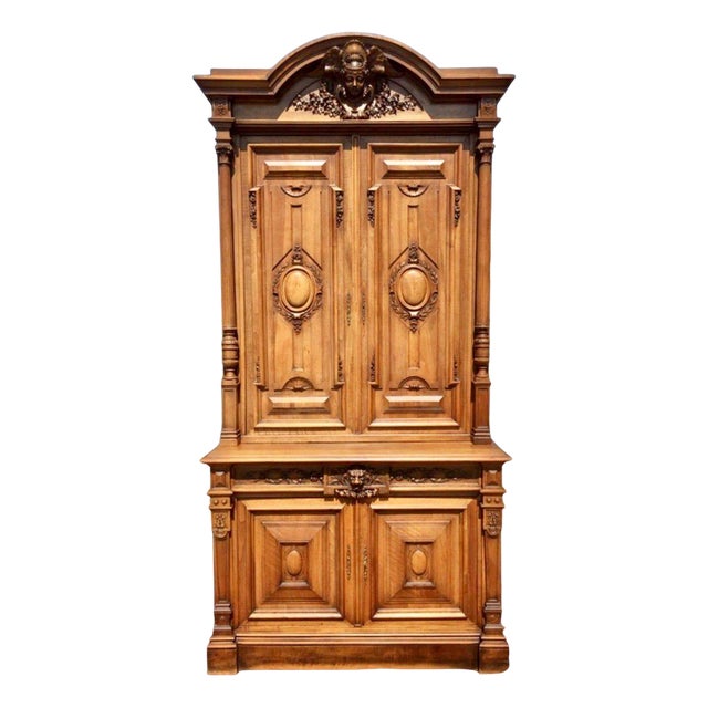 Renaissance Style Walnut 2-Body Buffet For Sale