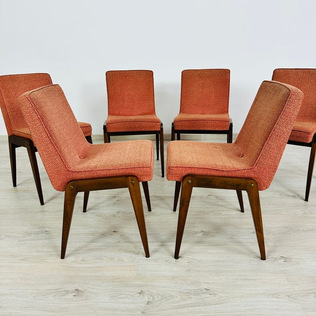 Dimensions: H 28” x W 16.3” x SD 14” x SH 17.7” Set of 6 Vintage Polish dining chairs designed by Dolnoslaska Fabryka...