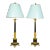 Pair of Empire Style Black Stone and Ormolu Lamps For Sale