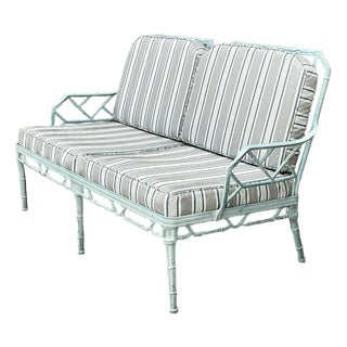 Vintage Cast Aluminum “Calcutta” Love Seat After Brown Jordan For Sale