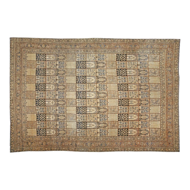 Fine Antique Persian Kirman Botanic Handmade Wool Rug For Sale