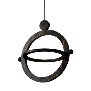 Black Marble and Stone Ring-Shaped Gaïa Lamp by Esther Knopfler For Sale