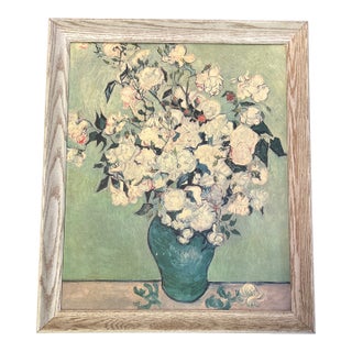 1950’s Original Van Gogh “White Roses” Print on Cardboard For Sale