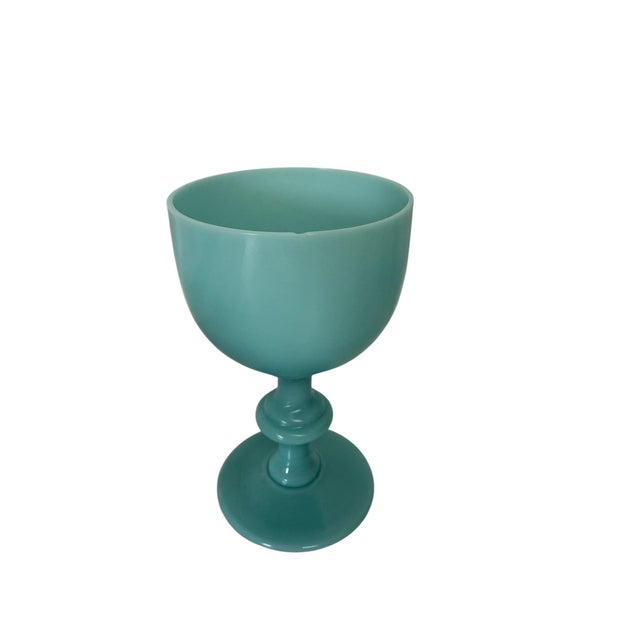 Turquoise 1930s Portieux Vallerysthal Turquoise Opalin Cordial Glasses- Set of 6 For Sale - Image 8 of 8