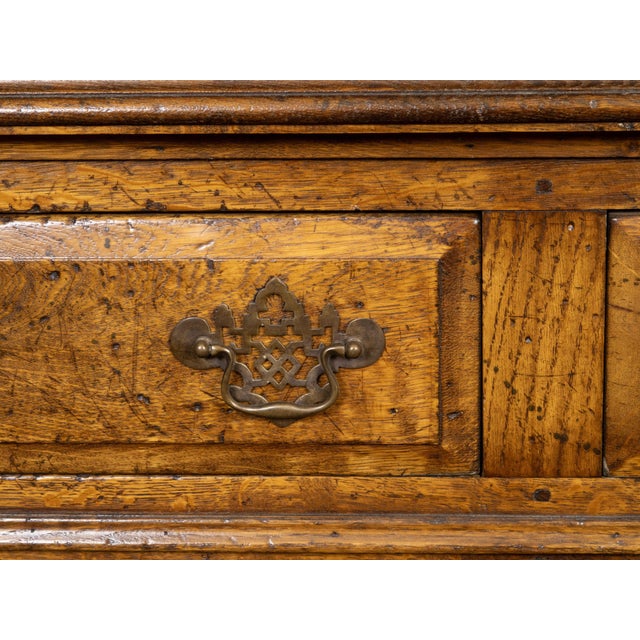 English Midcentury Oak Dresser with Carved Accents, Six Doors and Six Drawers For Sale - Image 4 of 12