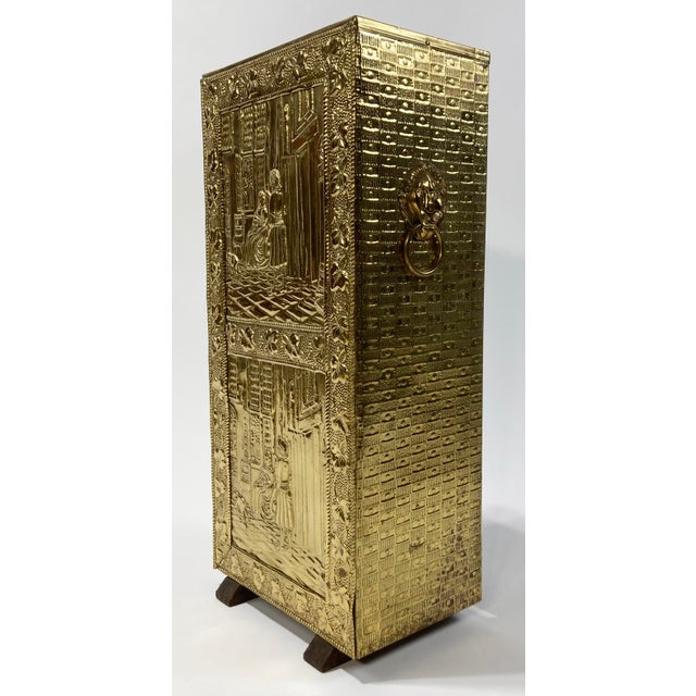 Early 20th Century Antique French Repousse Brass Clad Umbrella Stand For Sale - Image 5 of 12