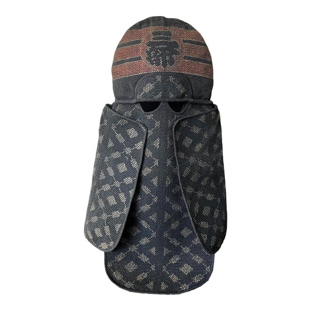 Japanese Fireman Hood with Stencil Inscription Meiji Period For Sale