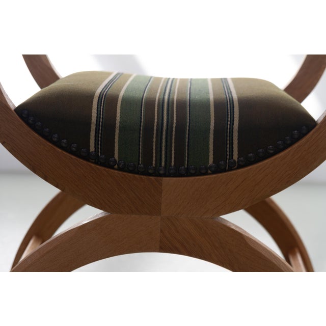 Danish Kurul Armchair in Oak and Striped Green Upholstery by Henning Kjærnulf, 1960s For Sale - Image 17 of 18
