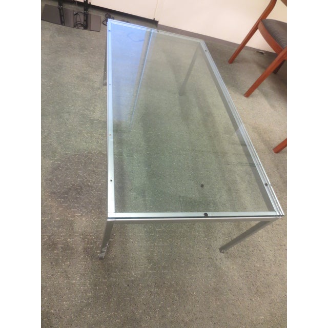 Florence Knoll Rectangular Coffee Table With Satin Chrome Base and Glass Top For Sale In New York - Image 6 of 6