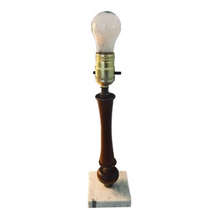 1950's Small Wood Lamp With Marble Base For Sale