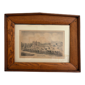 Antique “Residence of Allen Krieg” Farm Print – Solid Wood Framed Americana Scene