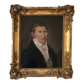 Antique Original Gentleman Oil Painting: 19th Century Biedermeier Portrait For Sale