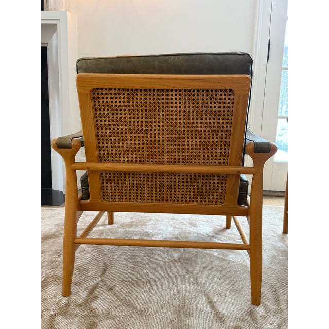 Leather & Cane Arm Chair For Sale - Image 12 of 12