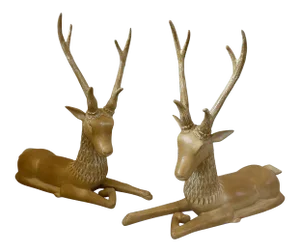 Midcentury Chapman Deer Figurines Labeled 1977-A Pair