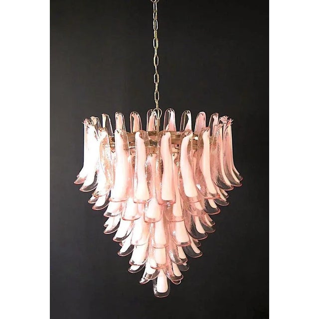 Sumptuous Pink and White Petal Murano Glass Chandelier, Italy, 1980s For Sale - Image 12 of 13