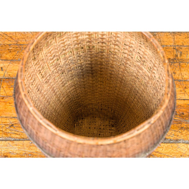 Antique Farmer's Grain Basket with Iridescent Motifs and Weathered Appearance For Sale - Image 10 of 11