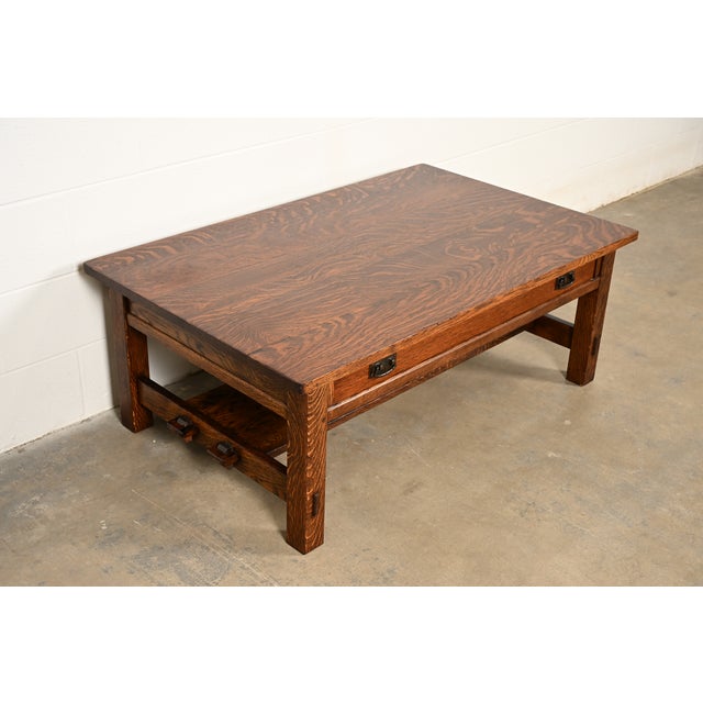 Mission L. & J. G. Stickley Antique Mission Oak Arts & Crafts Coffee Table, Circa 1910 For Sale - Image 3 of 13