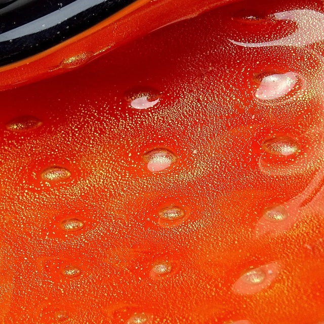 Murano Murano Barbini Black Orange Gold Flecks Vintage Italian Art Glass Mid Century Decorative Bowl For Sale - Image 4 of 6